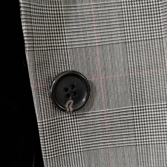 Theory Carissa Women's 8 Slim Tartan Plaid Wool Gray Two Button Blazer - Picture 12 of 15